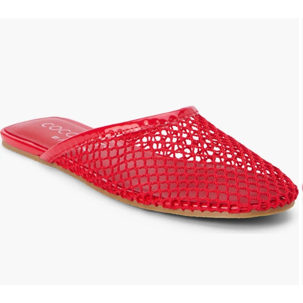 Matisse Red Crochet Slip-On Mules